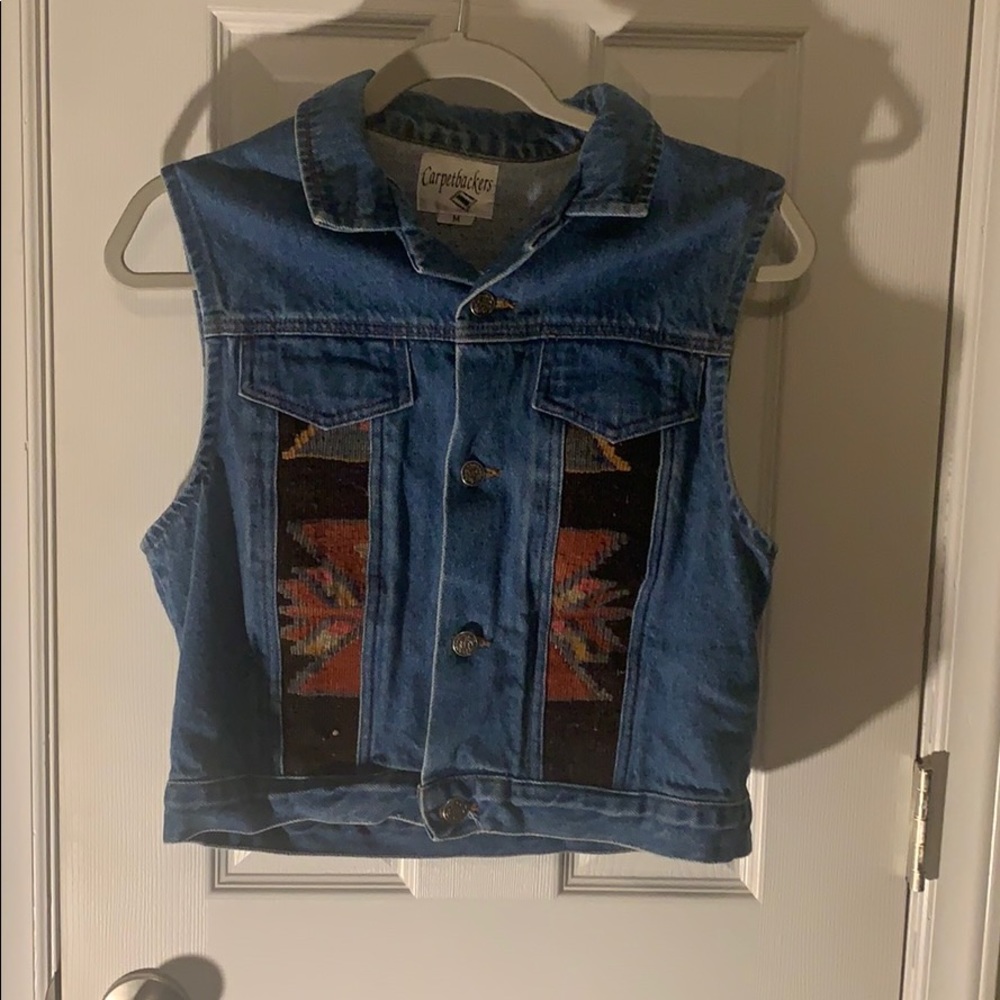 Vintage Aztec Jean Vest